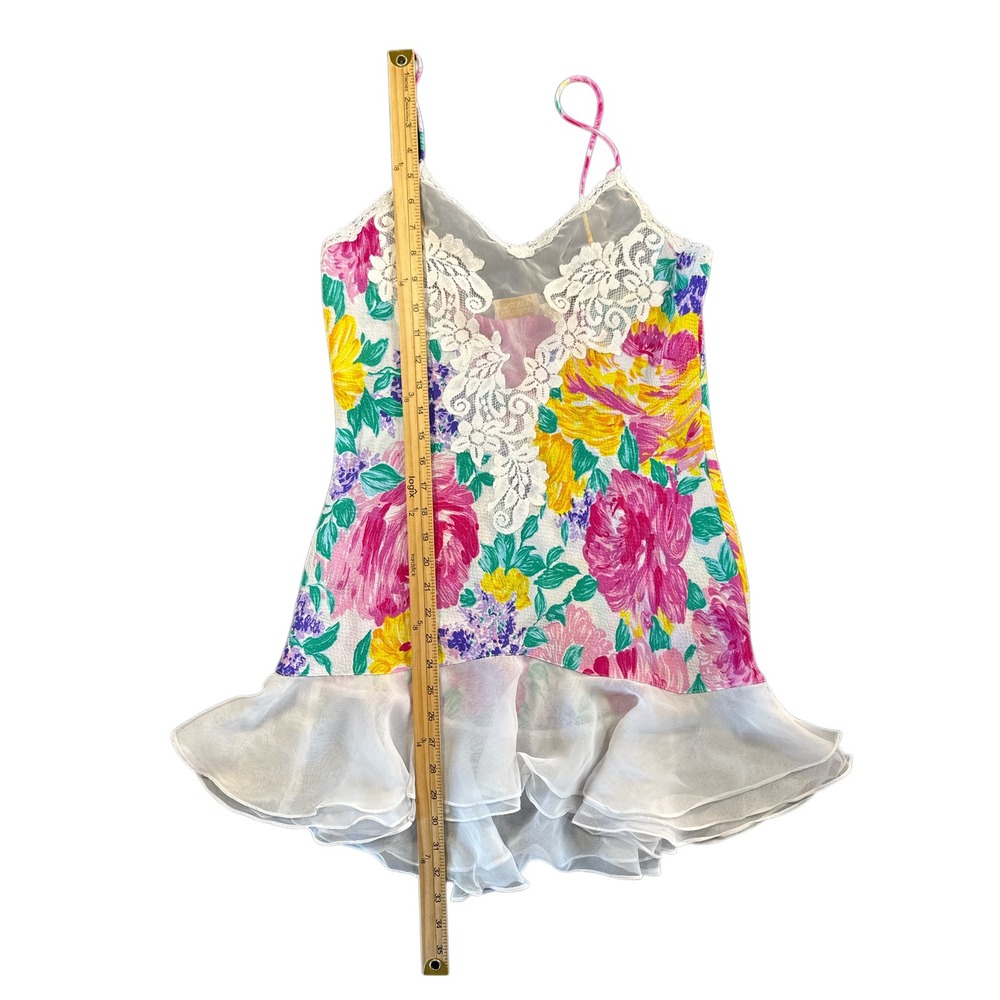 Vintage Victoria's Secret Floral Lace Babydoll Y2K Ruffle Hem Coquette Top - Picture 10 of 11
